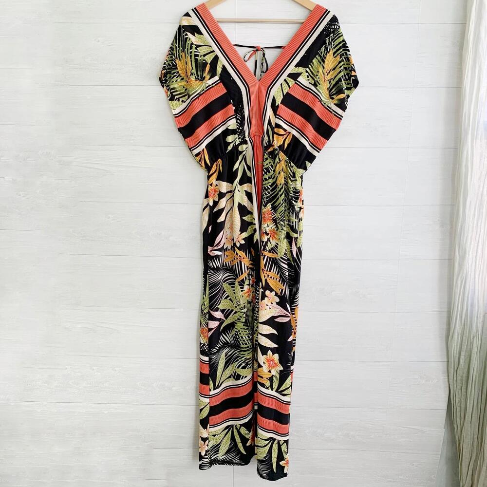 NWT Pink Martini - Sorrento Tropical tie back maxi dress, sz L